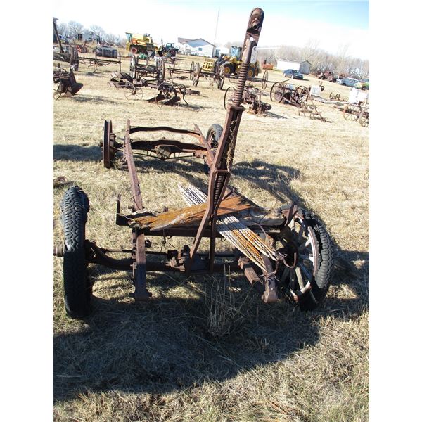 REMOTE PICKUP IN TUGASKE, SK - Gray-Dort car frame with wooden rimmed wheels