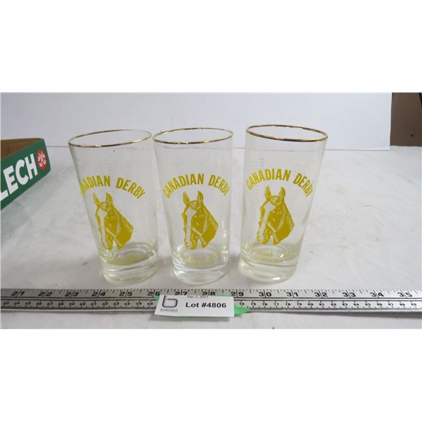 (3) vintage Canadian Derby glass tumblers