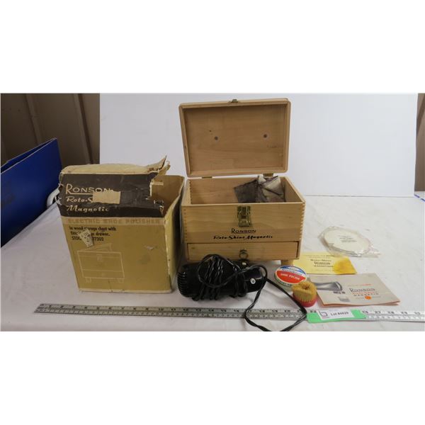 Ronson roto shine magnetic electric shoe polisher in case (not working)