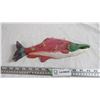 Image 1 : Painted teak wood salmon - converted to keychain holder