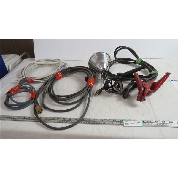 booster cables, extension cords + light (not working)