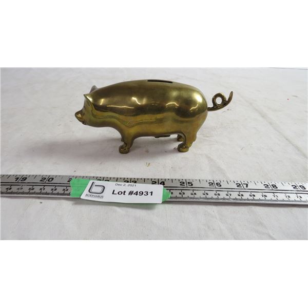 Brass piggy bank - 6" long