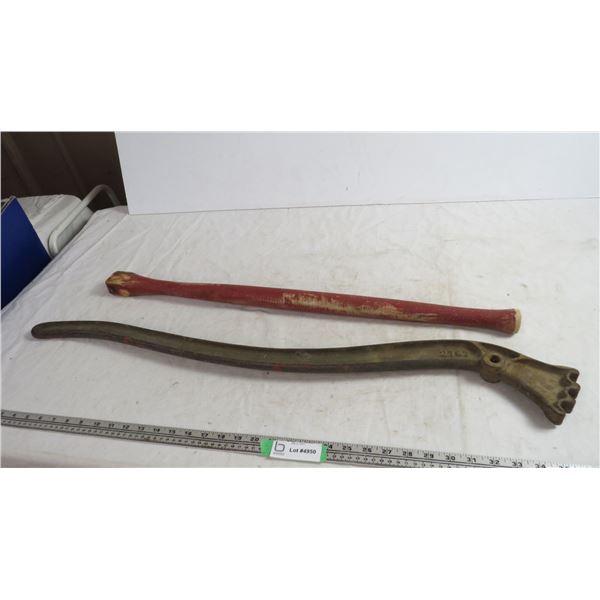 vintage pump handle + wooden handle/table leg?