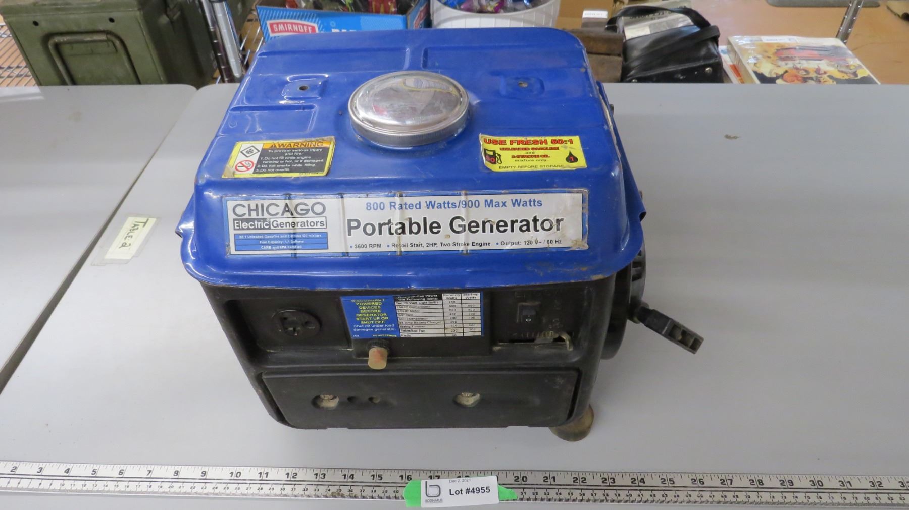 chicago electric portable generator 2hp max 900 watts Bodnarus