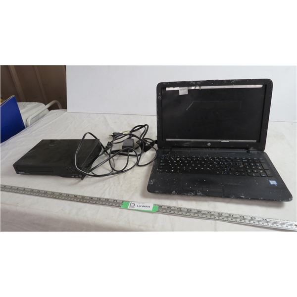 sanyo DVD plater, HP laptop (bad condition)