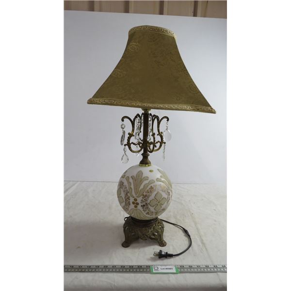 west Germany made lamp - 28" T - fabric shade (cord repaired)