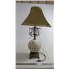 Image 1 : west Germany made lamp - 28" T - fabric shade (cord repaired)