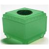 Image 1 : SUNBURST Green Satin GlassTaussaunt Powder Jar #2357409