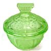 Image 1 : Green Depression Glass Art Deco Powder Jar #2357527
