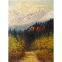 AMERICAN OIL PAINTING MOUNTAIN SCENE CH. #2370222