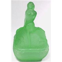 CAMELLIA Green Satin Glass Powder Jar #2370304