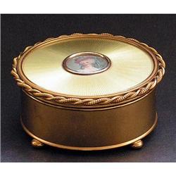 APOLLO Guilloche Enamel, Brass Dresser Jar #2370323