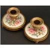 Image 1 : Petit Point Embroidered Brass Candlesticks #2370398