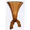 Image 1 : Amber Art Deco Glass Convex Legs Rocket Vase #2370407