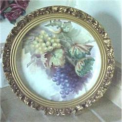 Framed porcelain plate painted with grapes #2370711