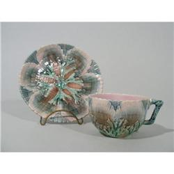 Etruscan Majolica Shell & Seaweed Cup & Saucer #2389859