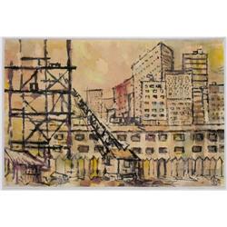 ORIG '58 BERG  WATERCOLOR PAINTING OF NY #2389939