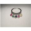 Image 1 : 18K WG Gold Multi-Color Sapphire Charm Ring #2390169