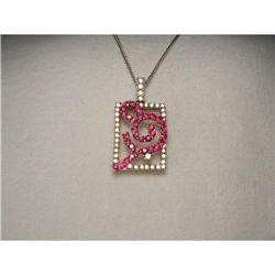 18K Pink Gold Diamond Pink Sapphire Pendant #2390202