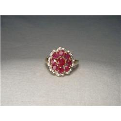 10K 14K YG Gold Ruby Diamond Floral Heart Ring #2390203