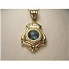 Image 1 : 14K Gold Etruscan Greek Key Blue Topaz Pendant #2390212