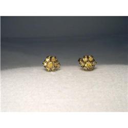 18K Black Gold Diamond Floral Stud Earrings #2390218