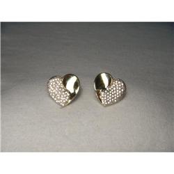 14K Yellow Gold Diamond Heart Stud Earrings #2390229