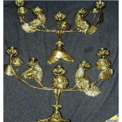 Pair of Vintage Gilt Bronze 5 light Candelabras#2390359