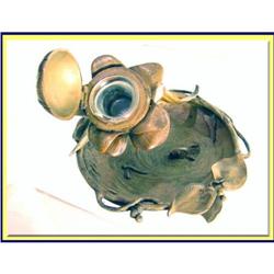 BRONZE MIXED METAL INKWELL NOUVEAU w FISH #2390517