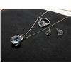 Image 2 : Matching Set 925 Silver of  Earrings , Ring & Necklace with Blue Stone