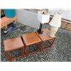 Image 2 : Teak Stacking Table & 2 Table Lamps