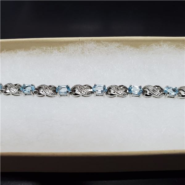 New Blue Topaz   Diamond Tennis Bracelet