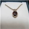 Image 2 :  New Sterling Silver Garnet   Diamond Pendant W/Chain
