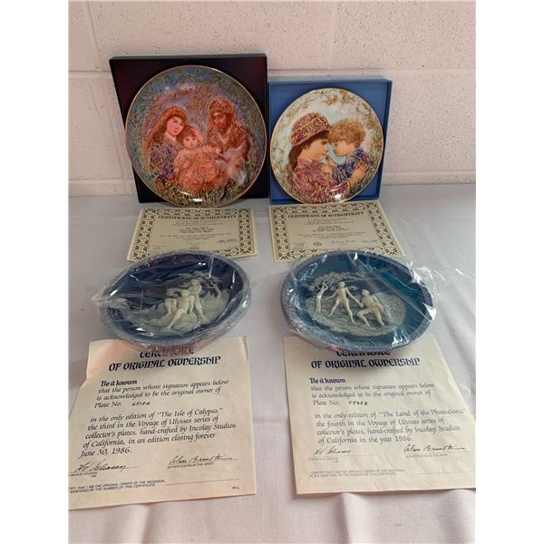 2 Limited Edition Cameo Collectors Plates and 2 Knowles Plates