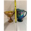 Image 2 : Vintage Carnival Glass Grape Leaf Pattern Pitcher and Fruit Bowl