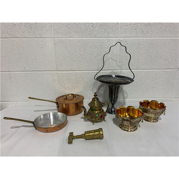 Miscellaneous Copper and Silver Style Kitchenware and Household Décor