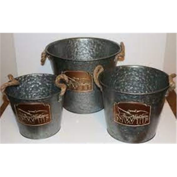 Vintage Galvanized Look Pails set of 3