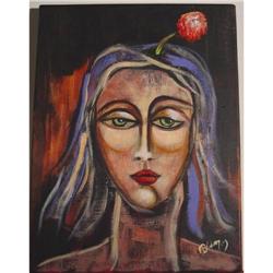 Original Painting Art Flower Lady Portrait Sign#2368490