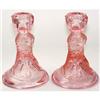 Image 1 : ROSES Pink Depression Glass Candle Sticks #2369143