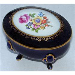 German Cobalt Blue w Gold Piano Leg Powder Jar #2369208