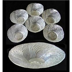 Stippled Seaweed Pressed Glass Berry Bowl Set #2369214