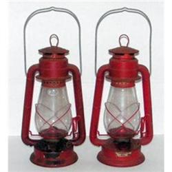 Pair of Vintage Red DIETZ Kerosene Lantern #2369221