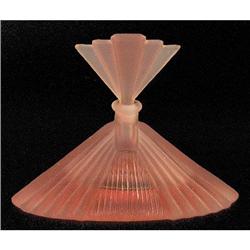 Pink Satin Art Deco Glass FAN Perfume Bottle #2369224