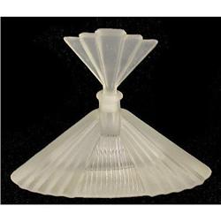 White Satin Art Deco Glass FAN Perfume Bottle #2369225