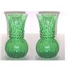 Image 1 : Pair of Green Depression Glass Vases  #2369232