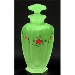 Tiffin Green Satin Glass Perfume Bottle #2369233