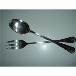 13" Sheffield Plate Serving Fork and Spoon #2369237