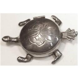 Vintage sterling pill trinket box TURTLE UNIQUE#2369506