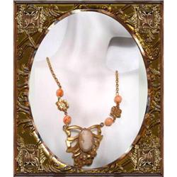 Antique Victorian Genuine coral cameo necklace #2369509