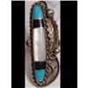 Image 1 : HUGE 40's  TURQUOISE FEATHER silver ring #2369514